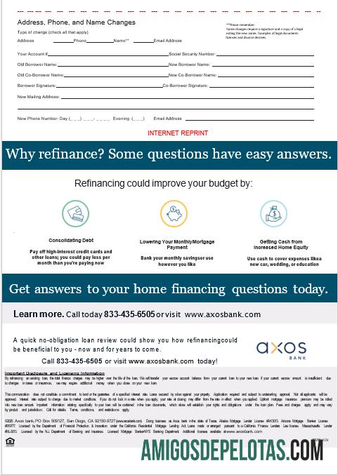 Extrato de hipoteca do USA Axos Bank em formatos Word e PDF, 3 páginas 3 amostra